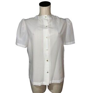 Lee Mar Pageant Women's Vintage Pleated Back Button Up Top size 16 Secretary